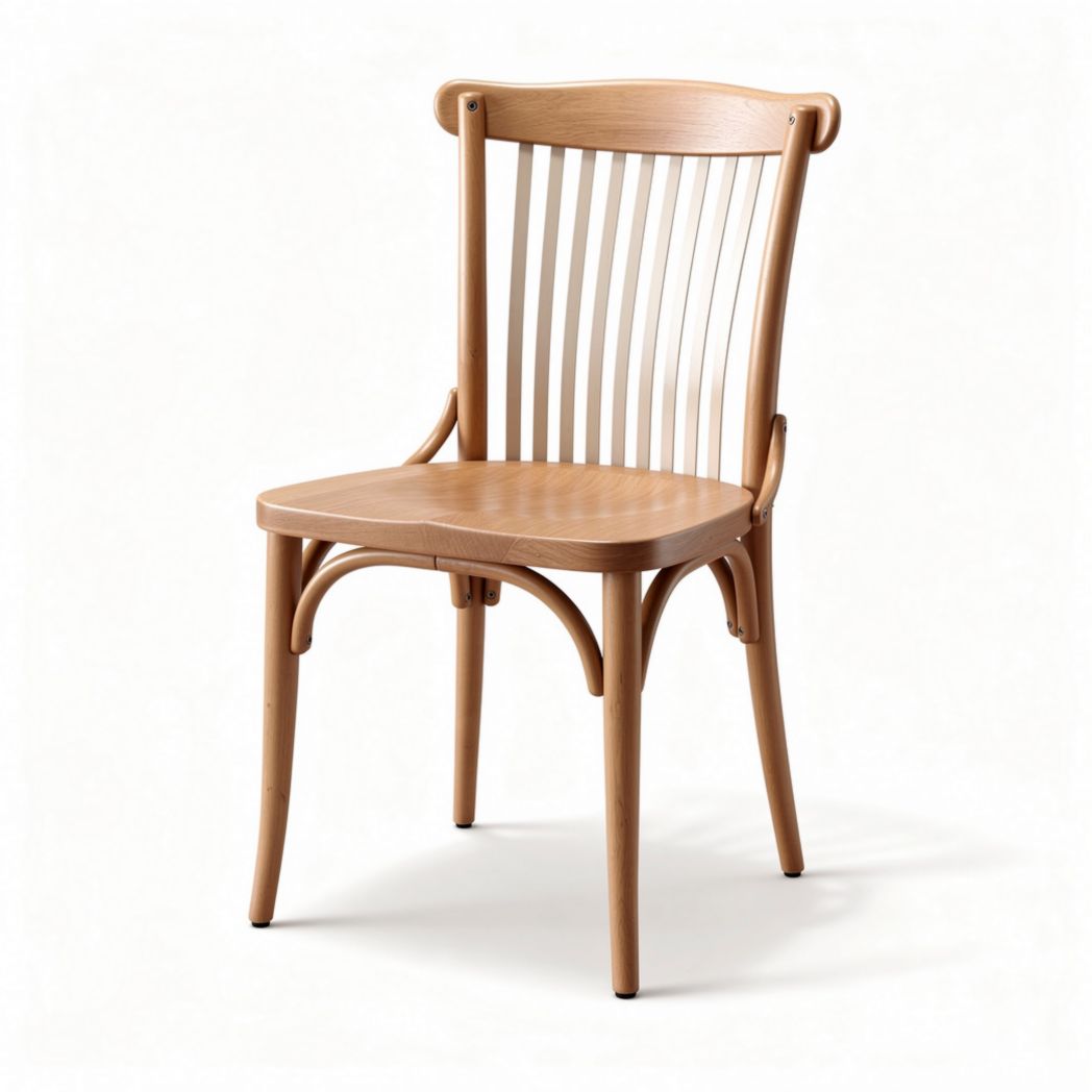 Chaise en bois naturel avec dossier en lattes pour intérieur et extérieur 45 x 45 x 85cm