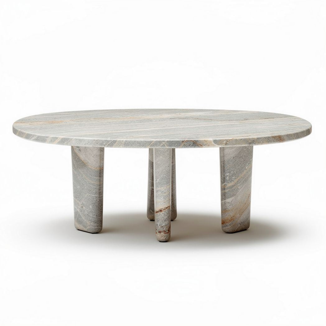 Table basse ovale en marbre gris dimensions 100 x 60 x 40cm