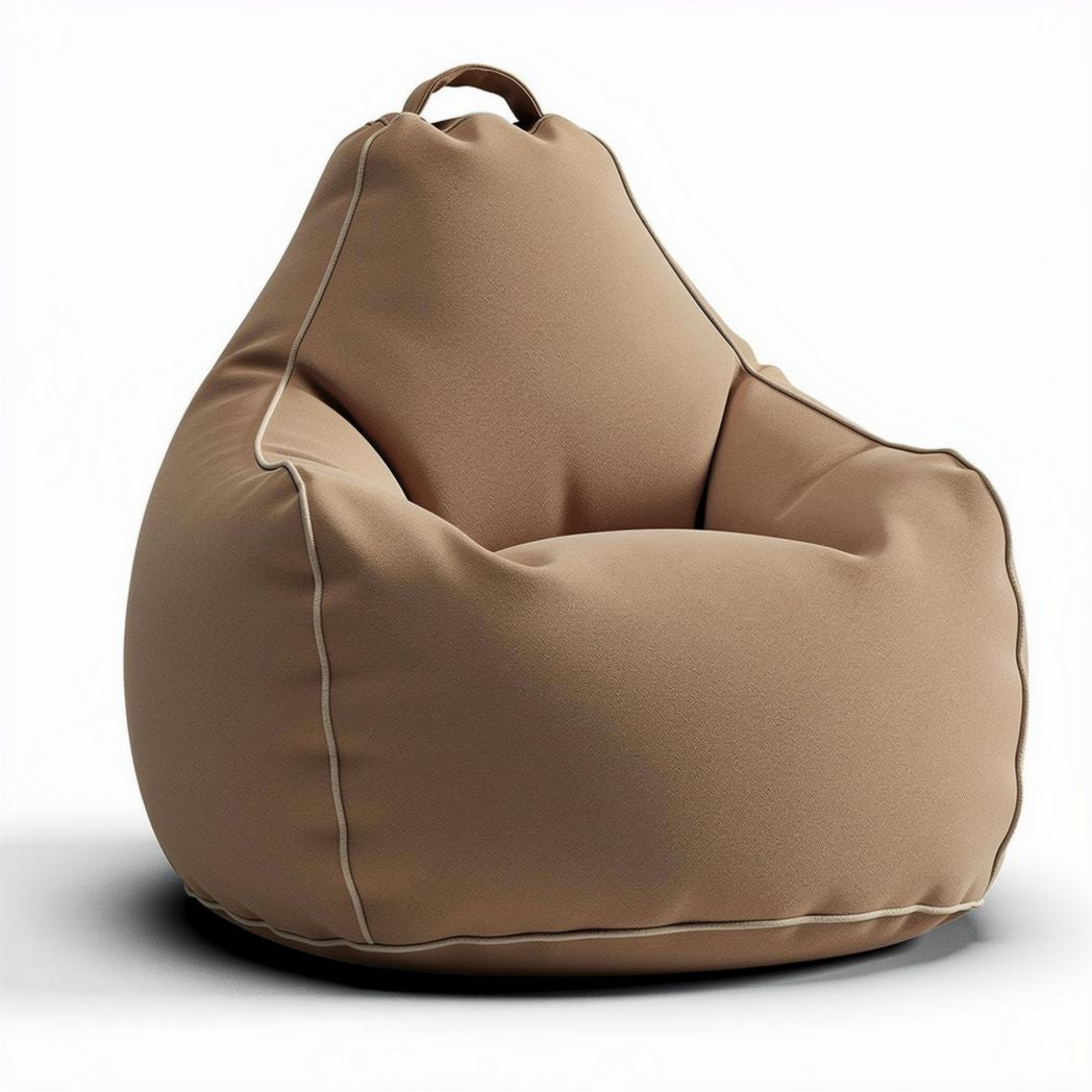 Fauteuil poire en tissu beige dimensions 80 x 80 x 100 cm pour intérieur