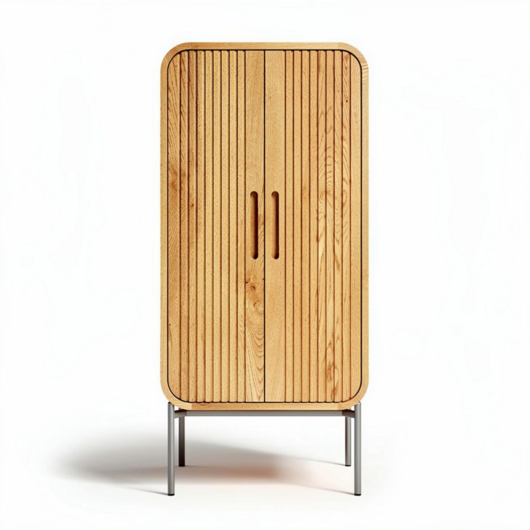 Armoire en bois de chêne avec portes à lamelles dimensions 80 x 40 x 150cm