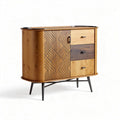 Buffet en bois de chêne 80 x 40 x 85cm avec motifs géométriques et tiroirs