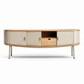 Meuble TV en bois avec portes en relief 120 x 40 x 50cm couleur beige