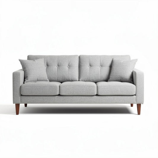 Canapé moderne en tissu gris avec coussins décoratifs dimensions 200 x 80 x 85cm