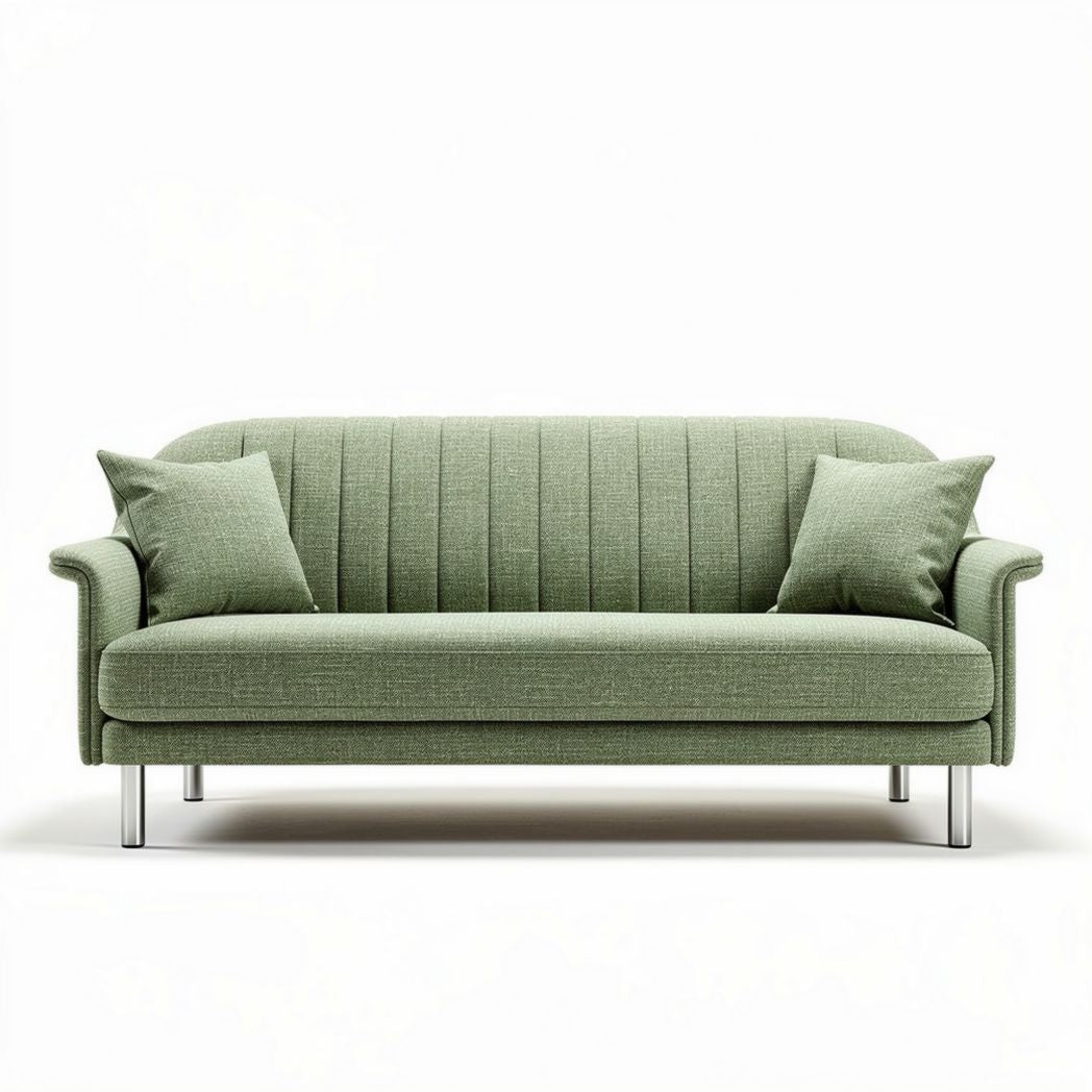 Canapé 3 places en tissu vert avec coussins décoratifs dimensions 180 x 80 x 75cm