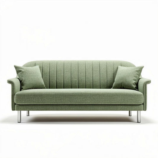 Canapé 3 places en tissu vert avec coussins décoratifs dimensions 180 x 80 x 75cm